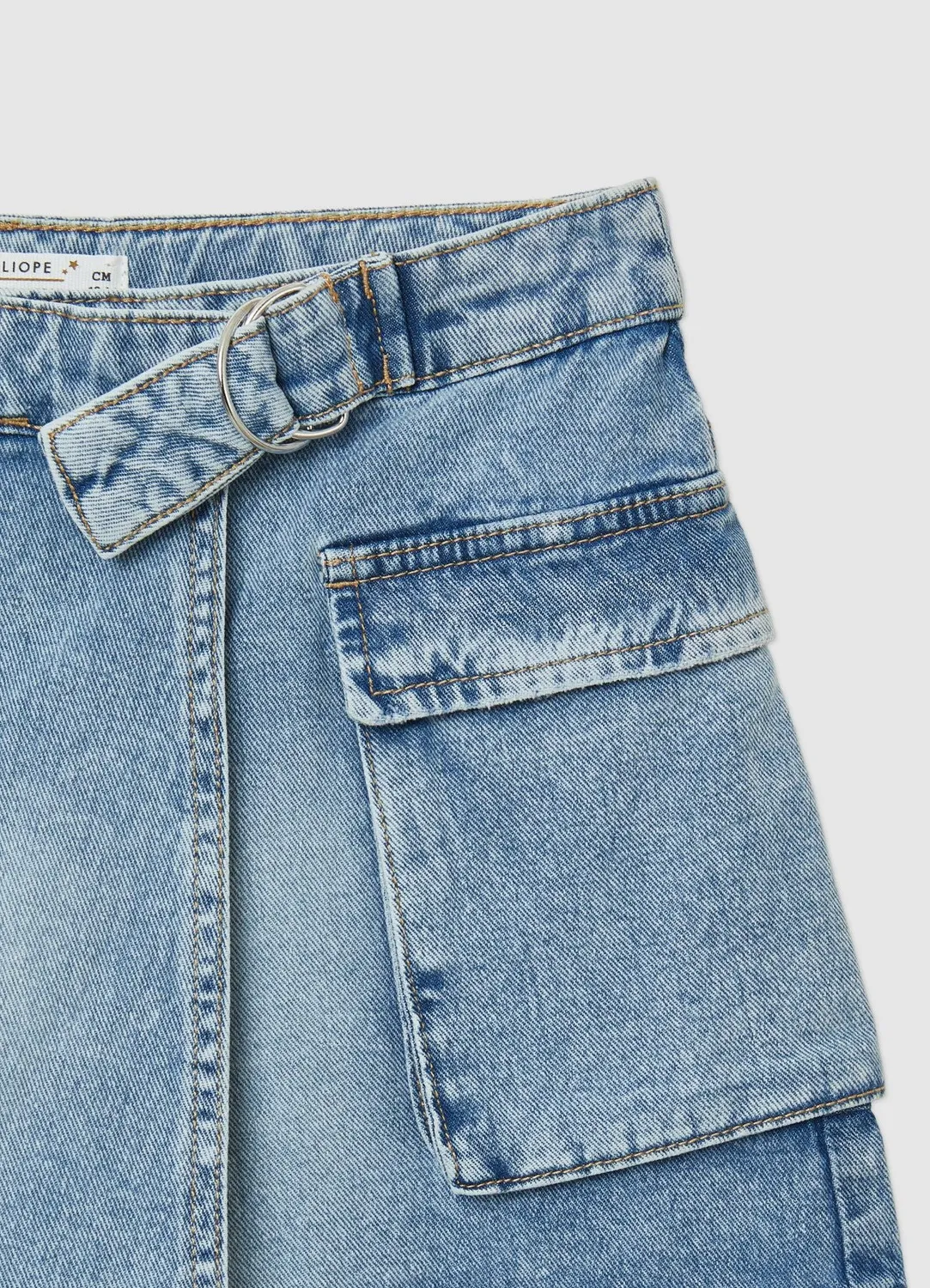 Calliope skort cargo denim fille jupe-short ceinture