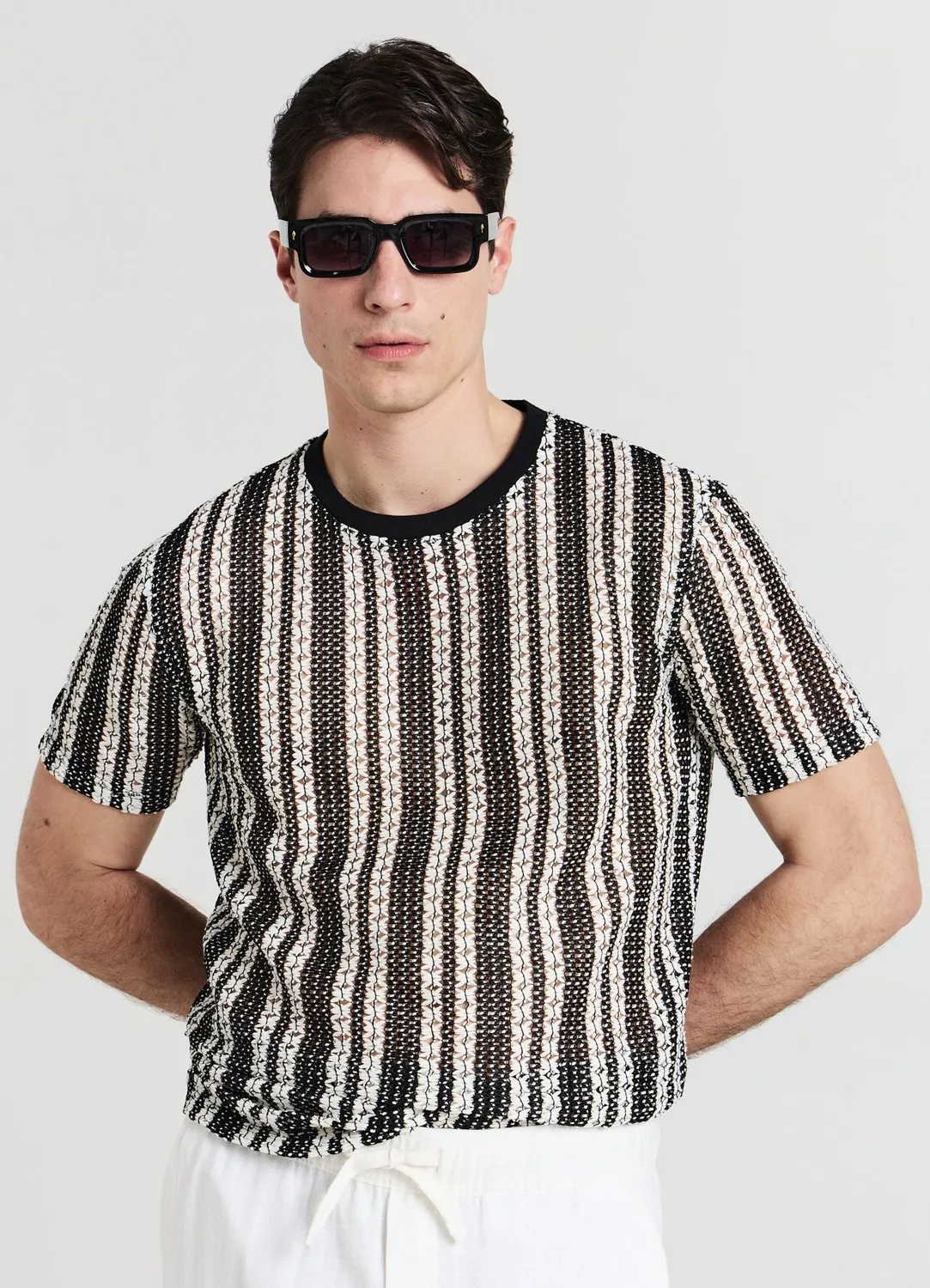 Calliope t-shirt crochet rayé homme