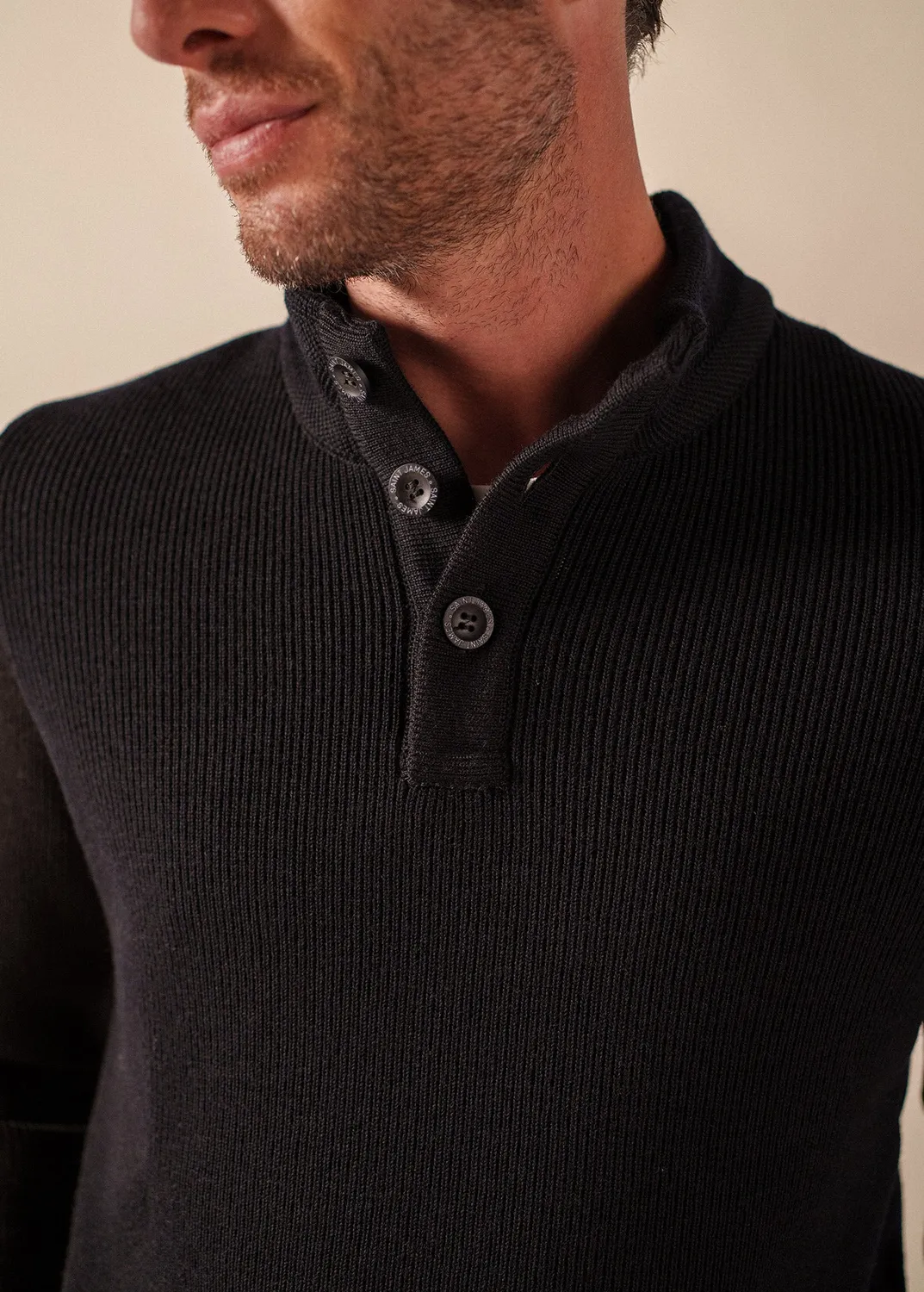 Saint James Bourboule pull navy 100% laine col montant