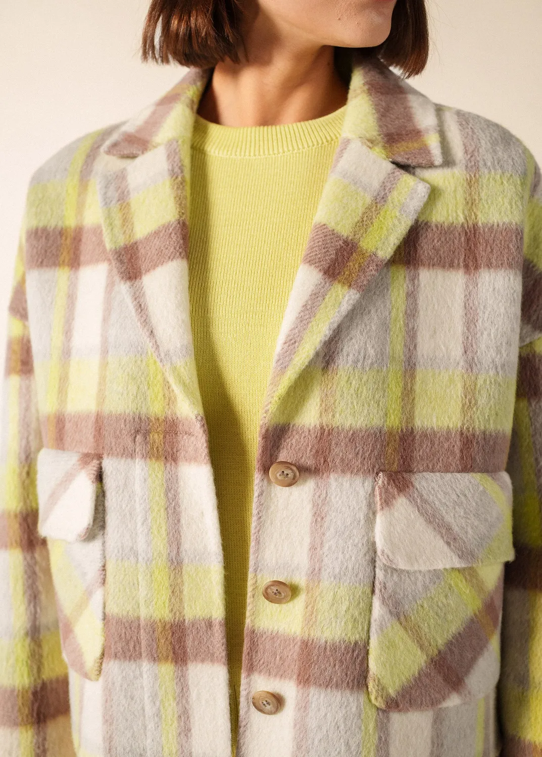 Saint James Ste Emilia manteau blanc hiver carreaux