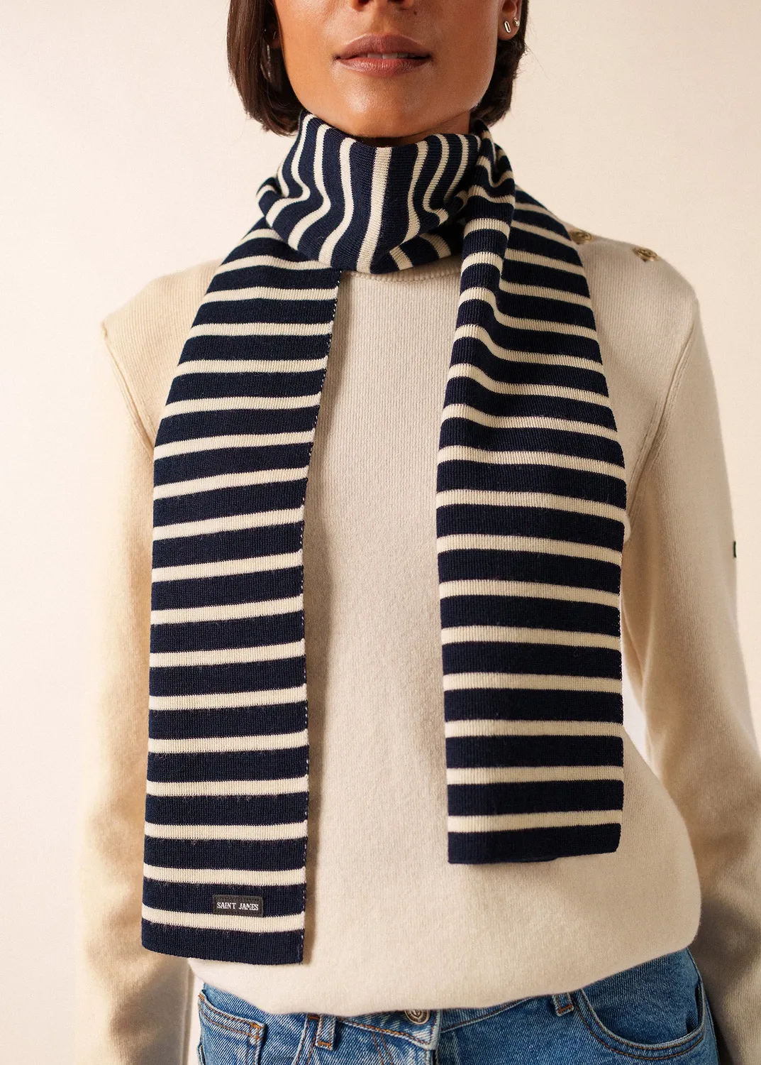 Saint James Scarf écharpe Marine/Écru laine adulte