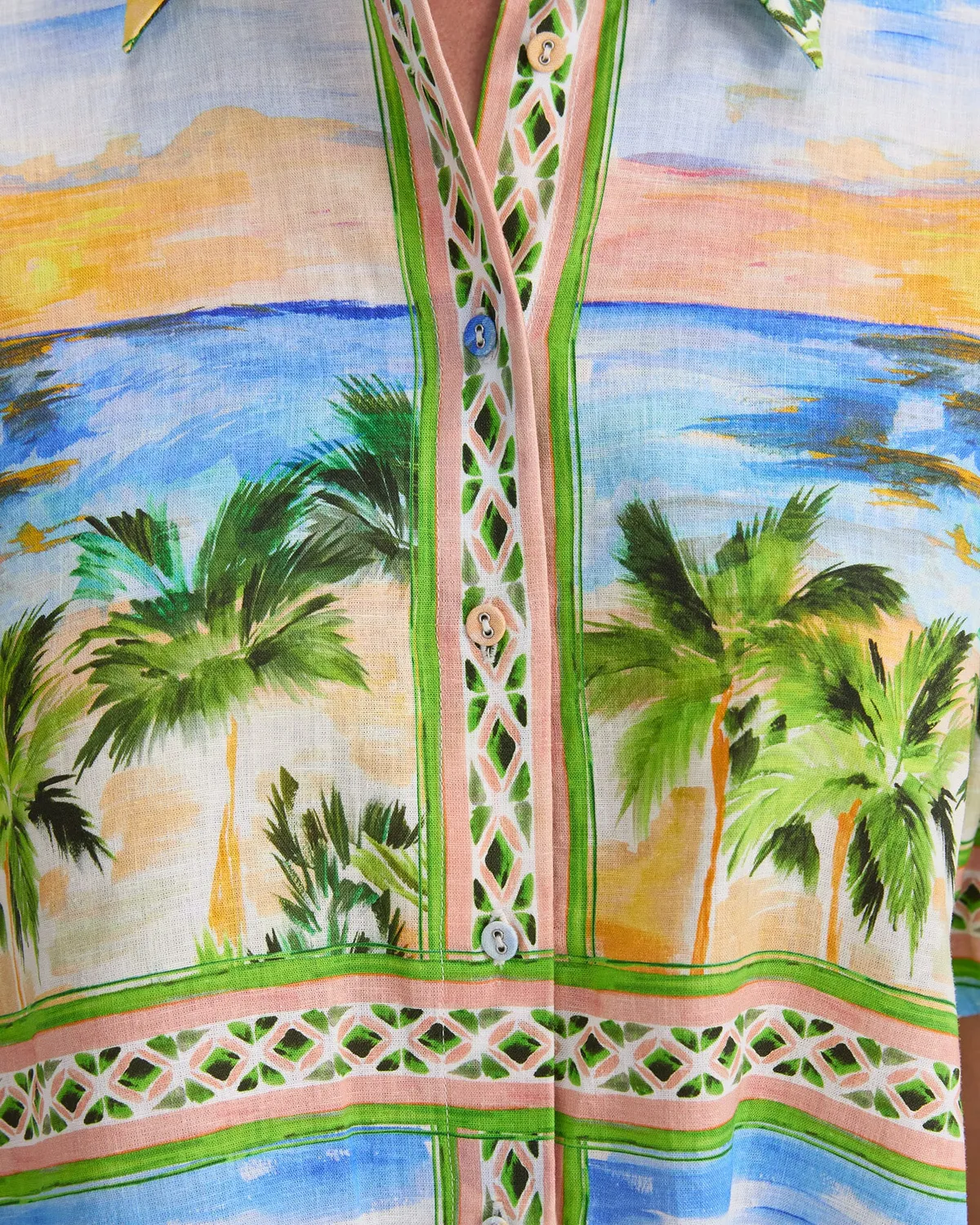 Sportscraft Sunset Palm blouse lin taille 8