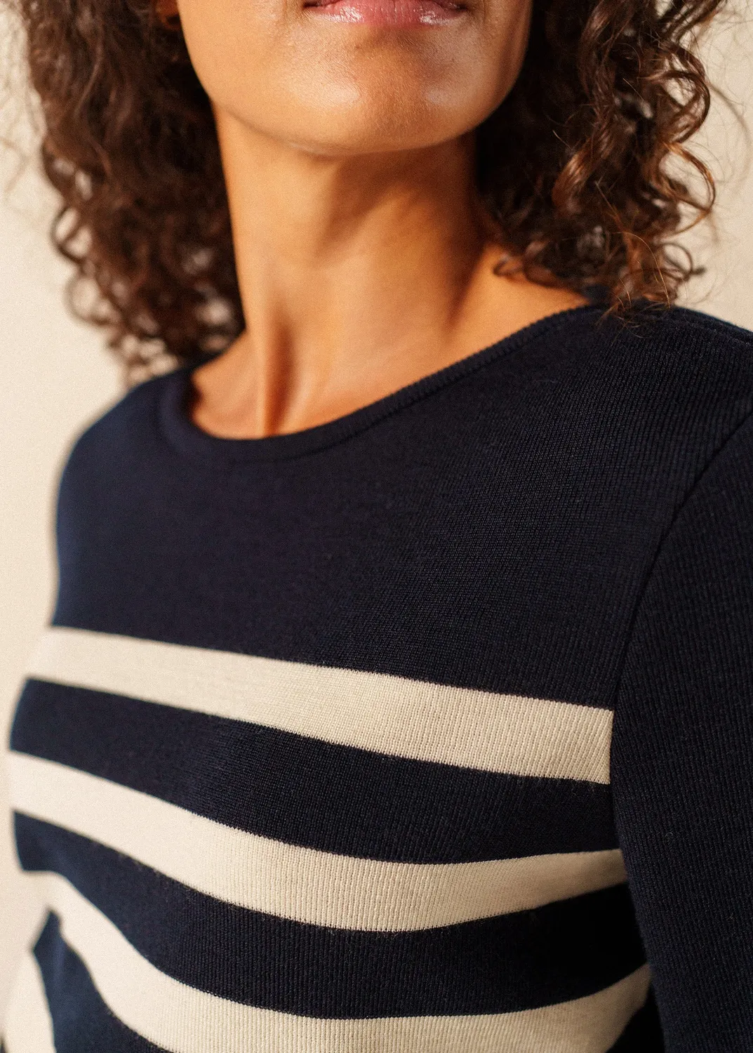 Saint James Marseillan pull navy/blanc col bateau femme