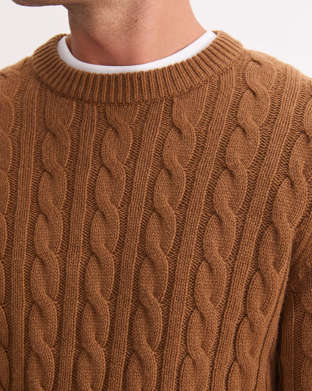 SportsCraft Cable Knit pull col rond laine homme