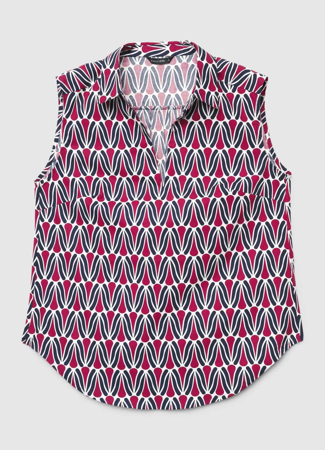 Calliope top femme sans manches col chemise imprimé