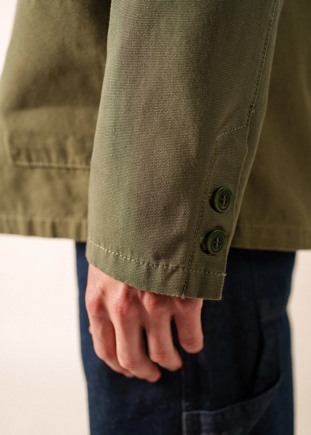 Saint James Veste Sirocco Toile Coton Algue Droite
