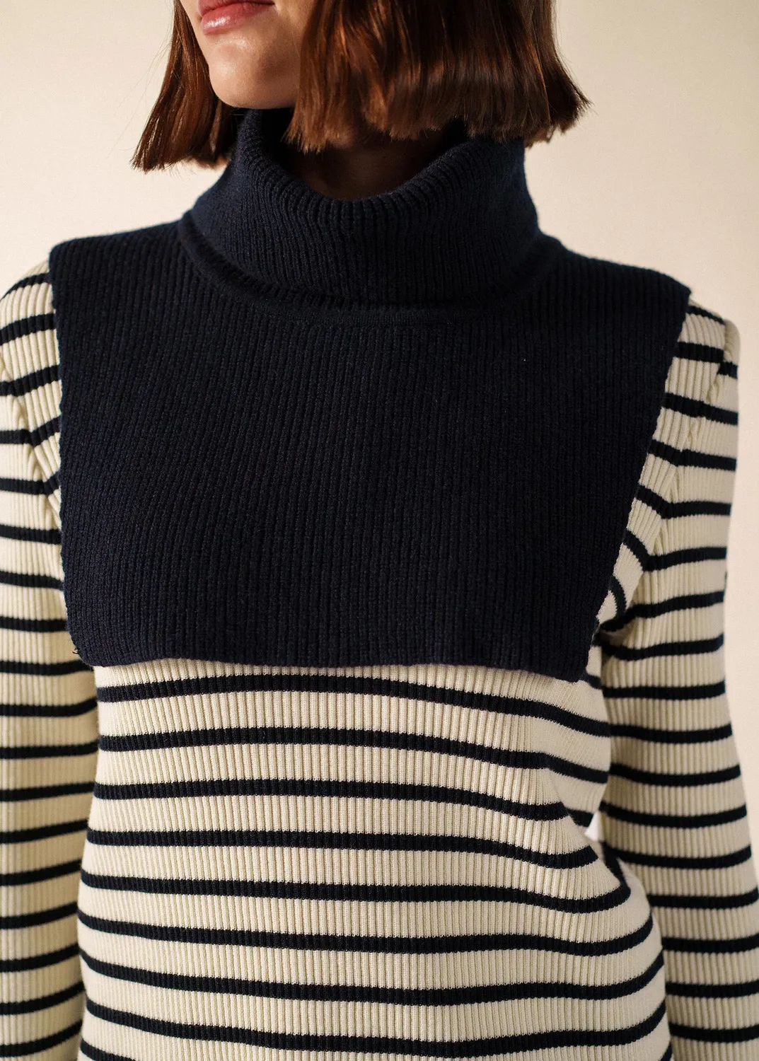 Saint James col écharpe laine navy