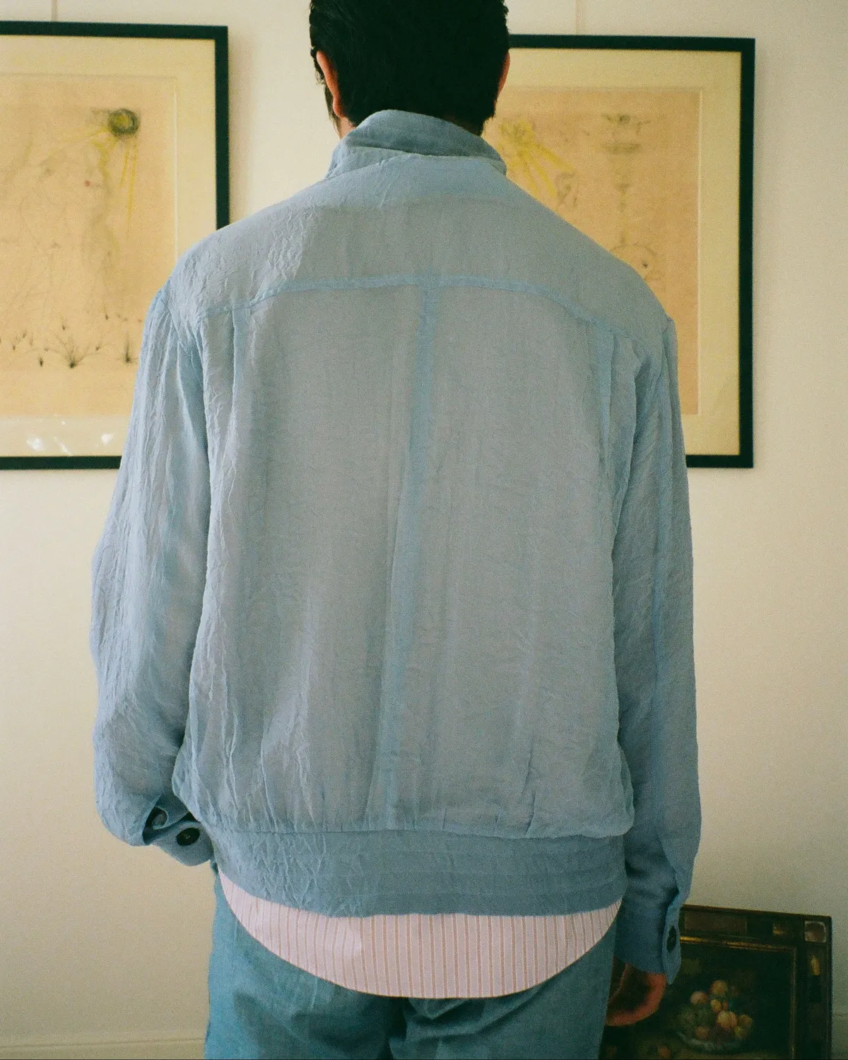 Erevan 8B99 veste froissée azur soie