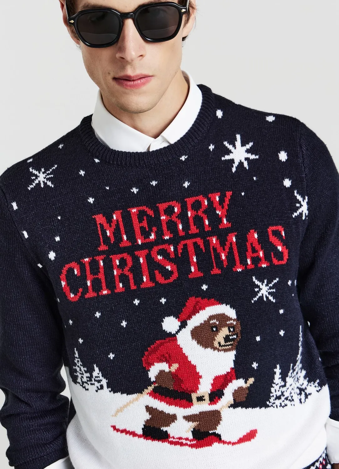 Calliope pull noël homme col rond manches longues