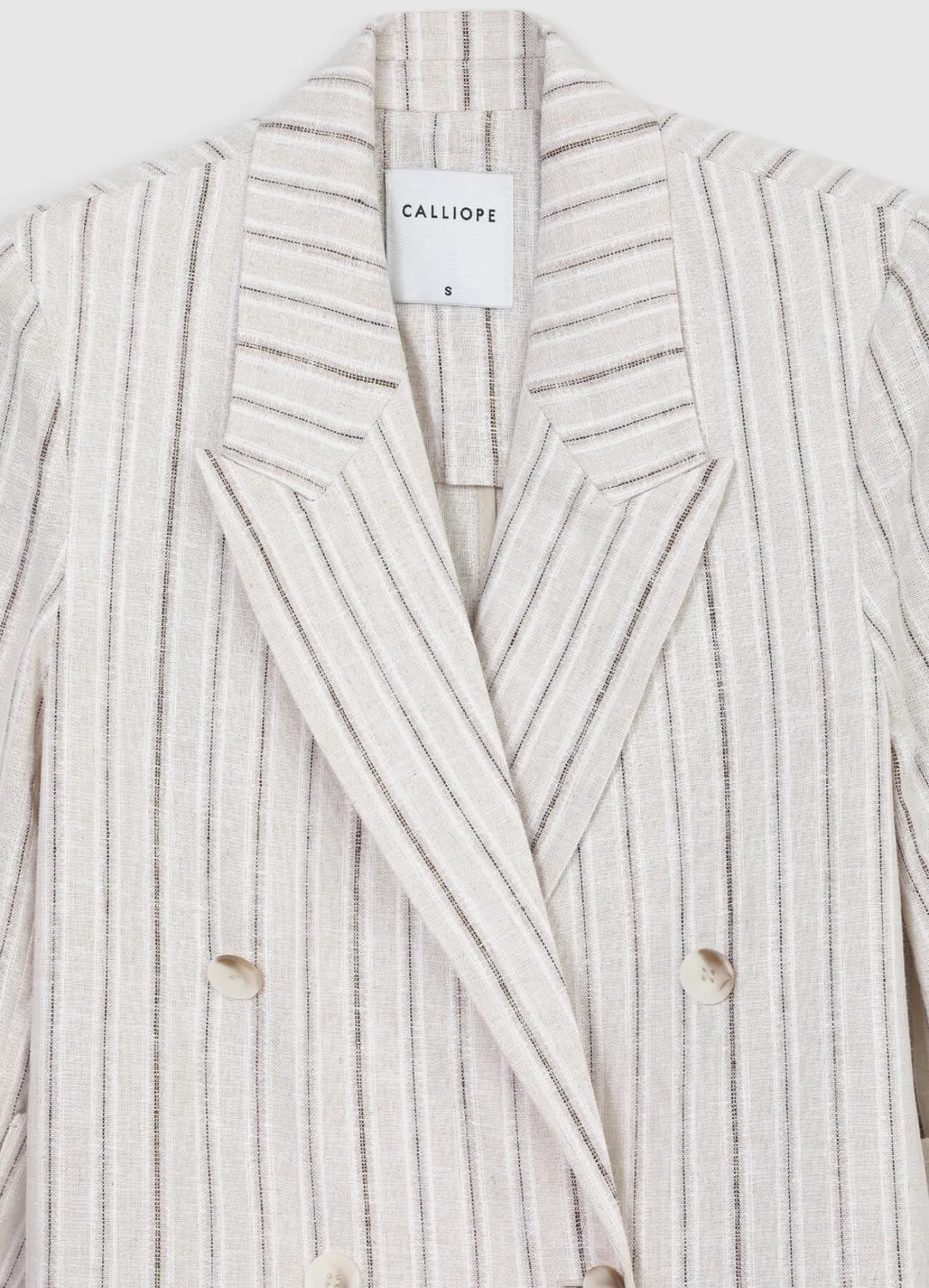 Calliope Blazer Rayé Lin Femme Double-Boutonné