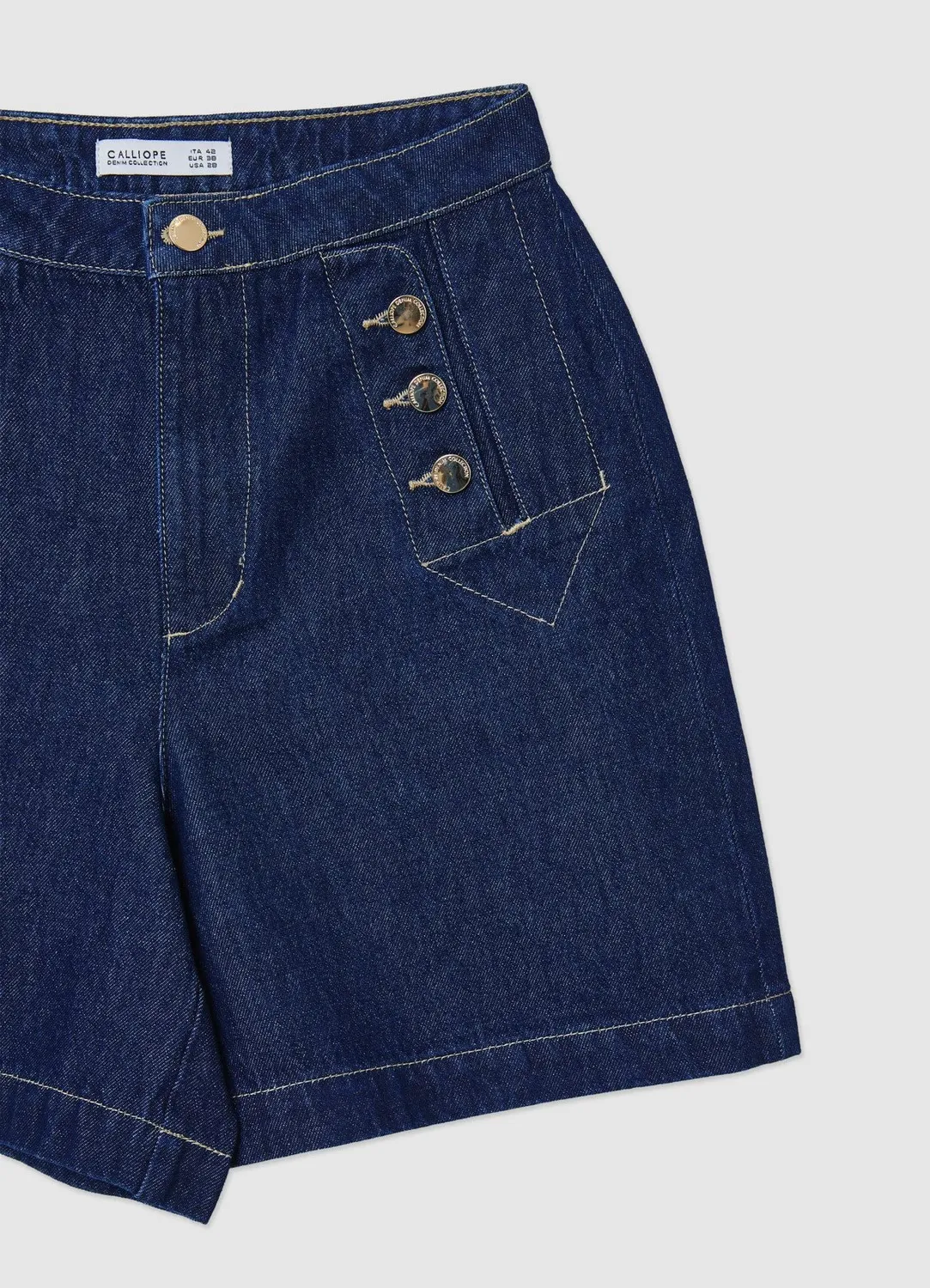 Calliope bermuda denim boutons dorés femme regular