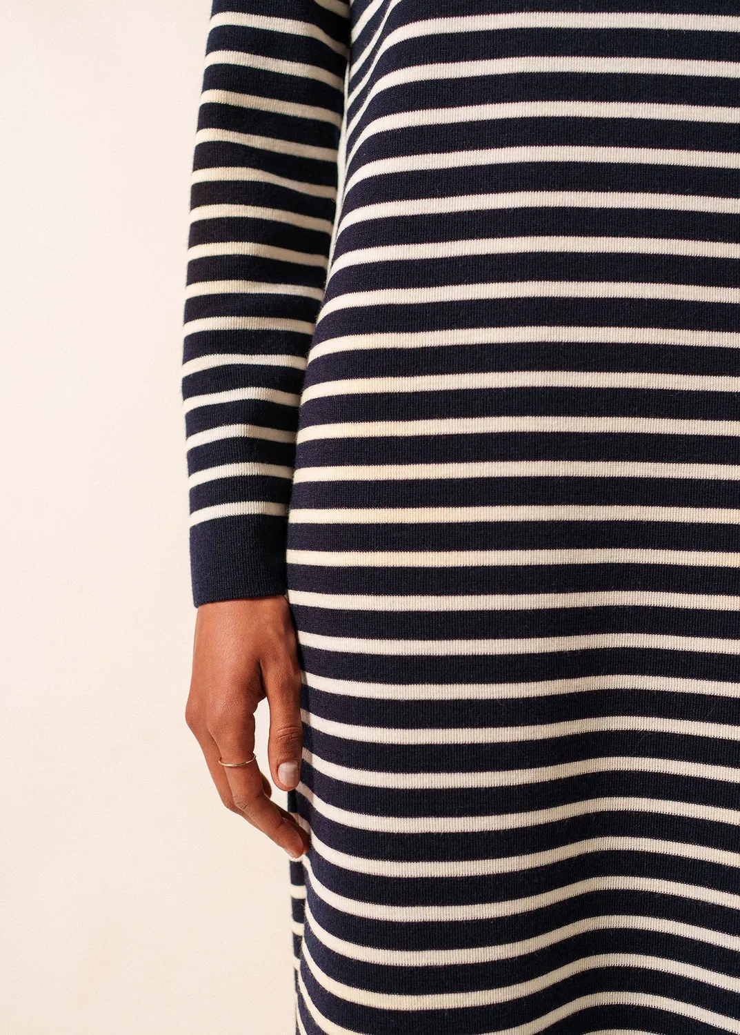 Saint James Marée robe longue laine navy/écume