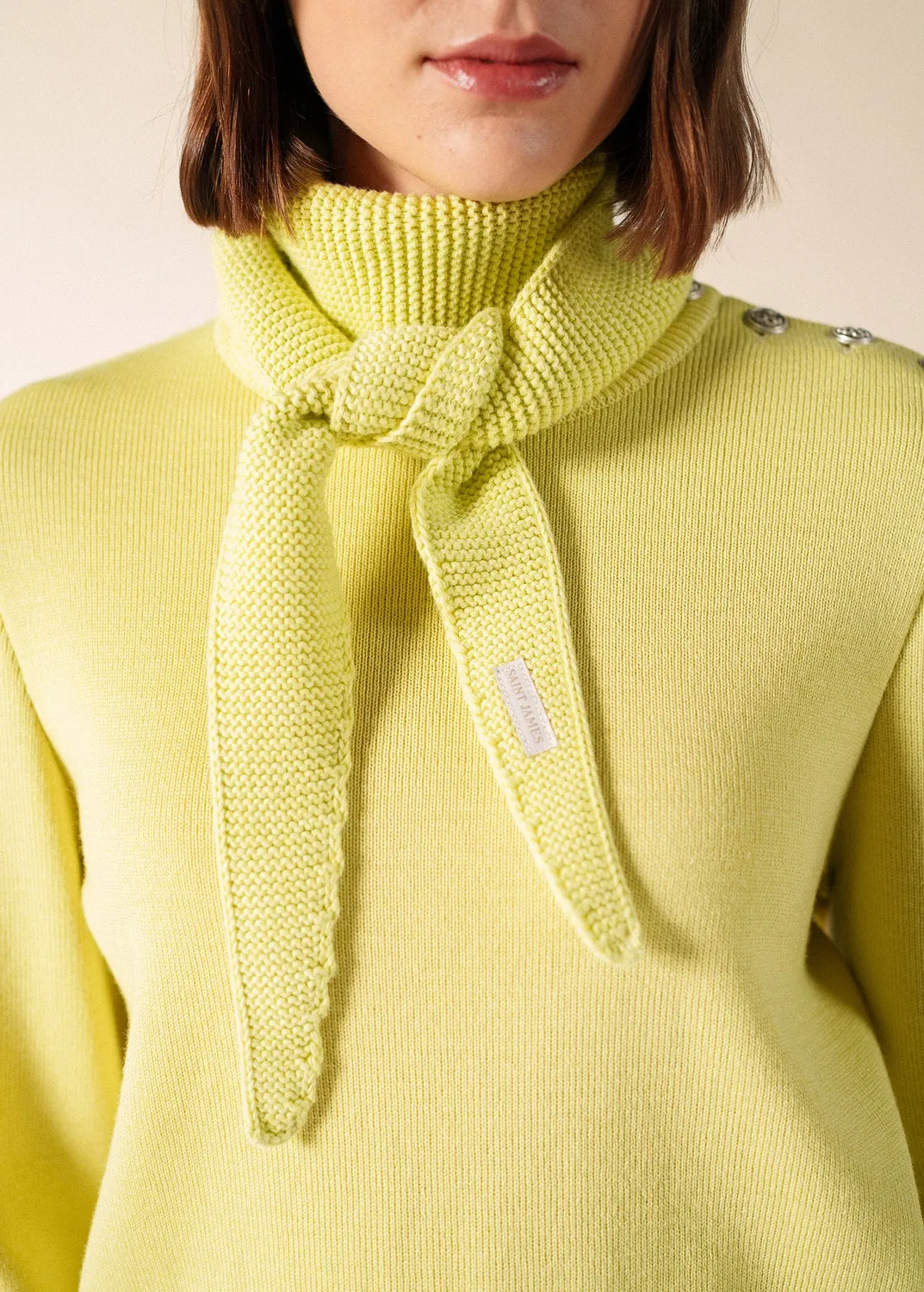 Saint James Sophie bandana maille coton laine aube