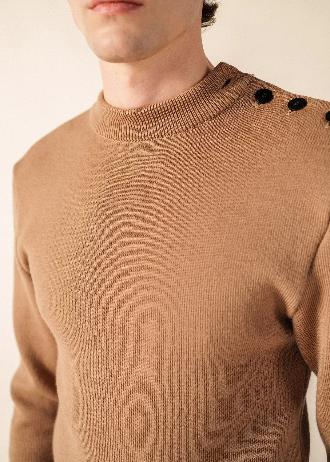 Saint James Matelot pull marin beige foncé laine