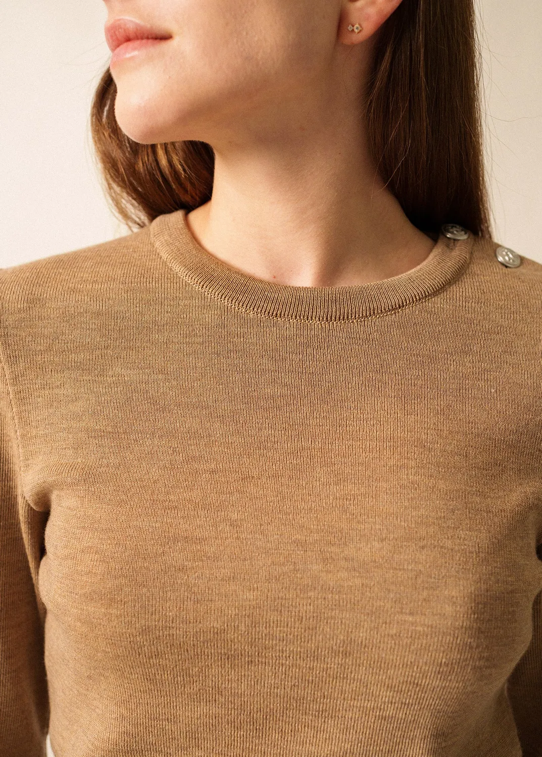 Saint James Marée pull marin femme beige foncé laine