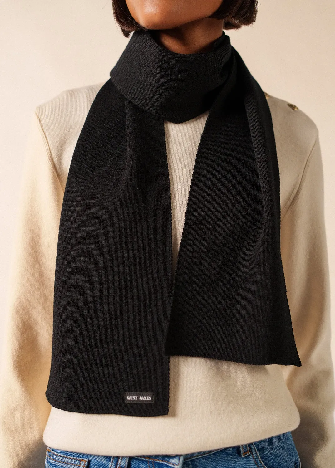 Saint James Scarf écharpe laine noir adulte