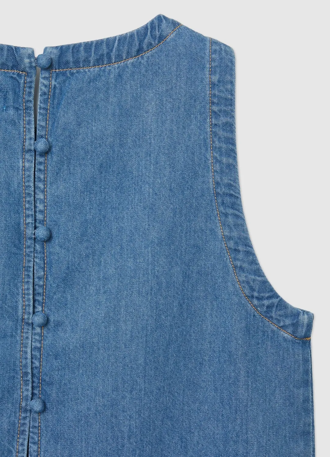 Calliope top denim femme boutons dos sans manches