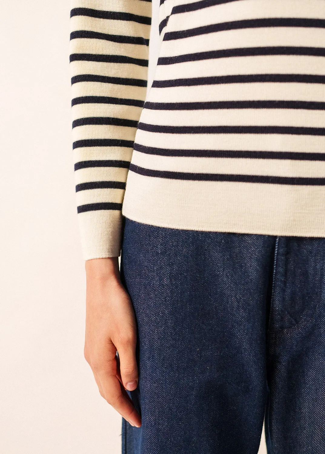 Saint James Marée pull marin écume navy laine