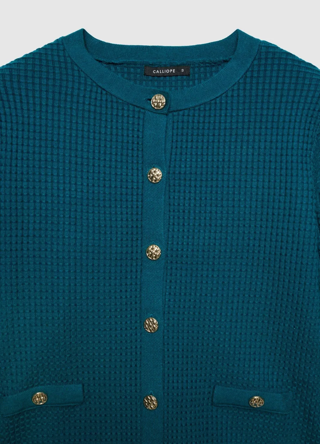 Calliope cardigan nid d'abeille femme boutons bijou