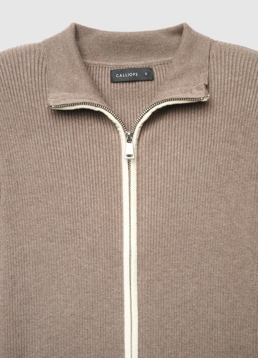 Calliope cardigan zippé femme côtes col montant