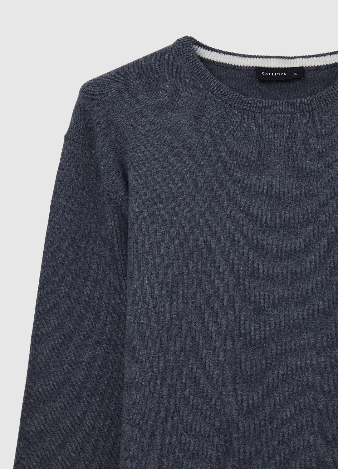 Calliope Pull Col Rond Uni Homme Coton Manches Longues