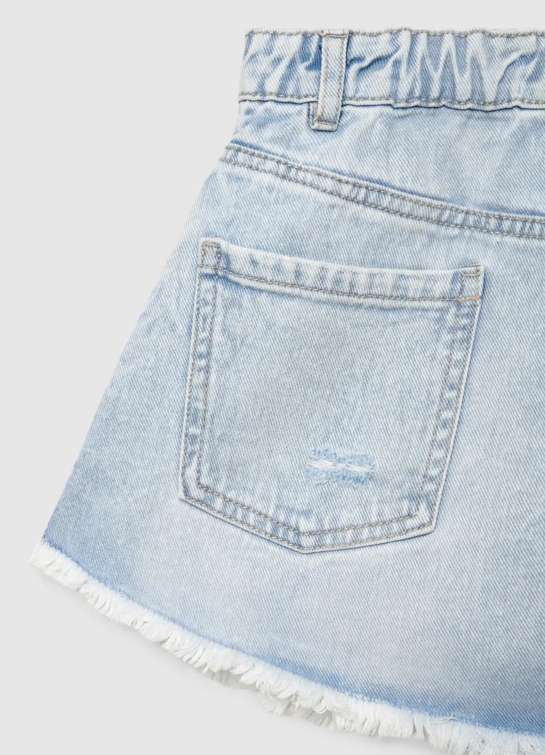 Calliope Mom short jean fille franges délavé