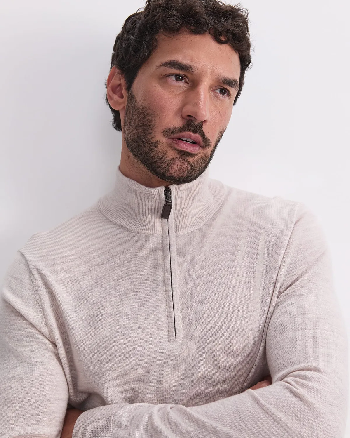 Sportscraft Merino pull col zippé laine homme quart zip