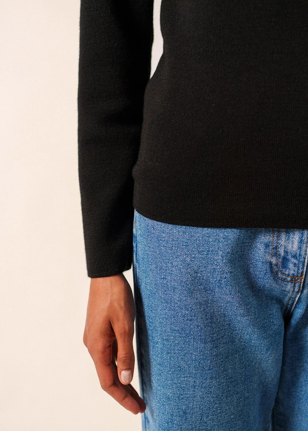 Saint James Marée pull marin noir 100% laine