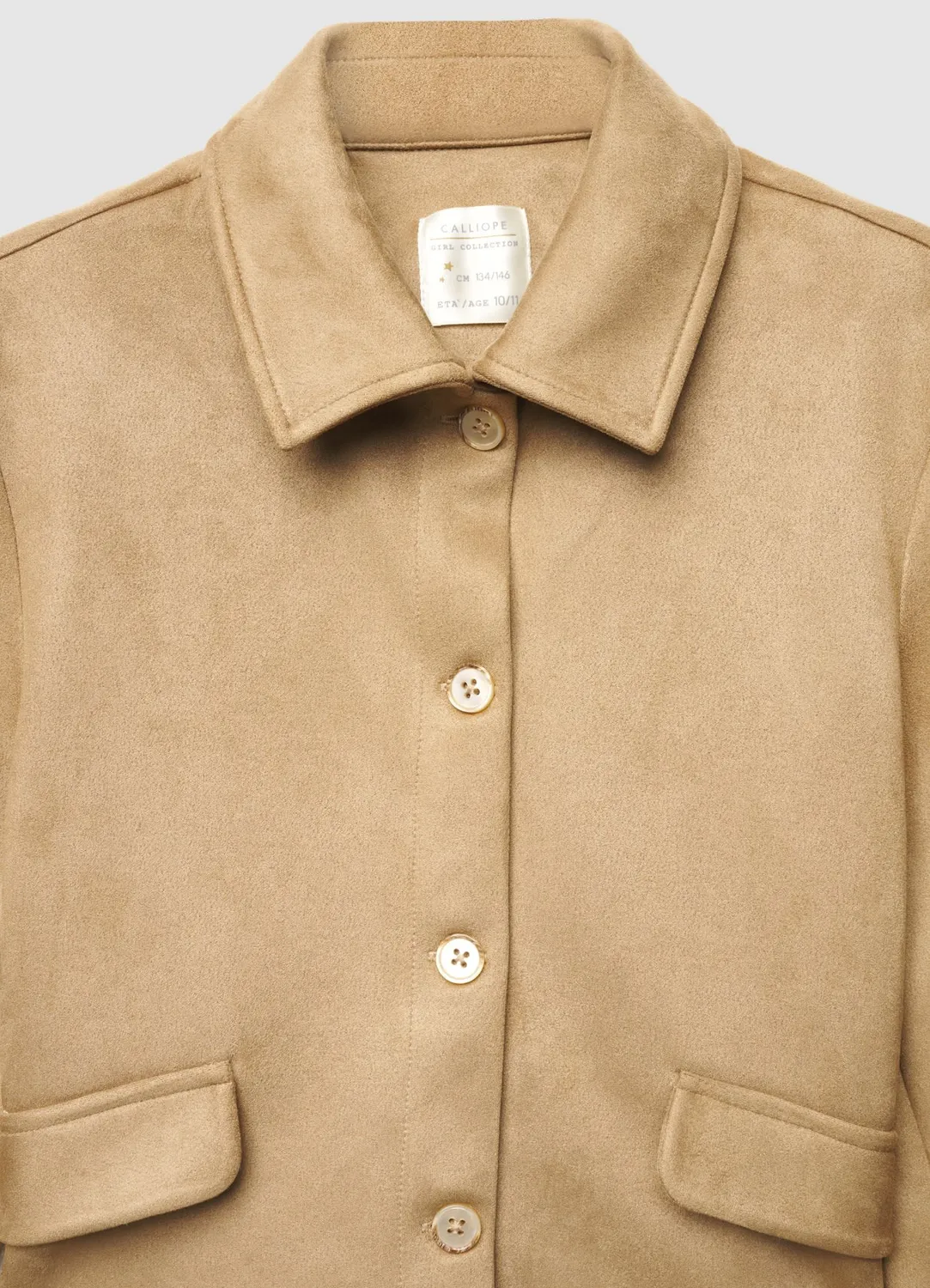 Calliope Veste fille effet suède boutons unie