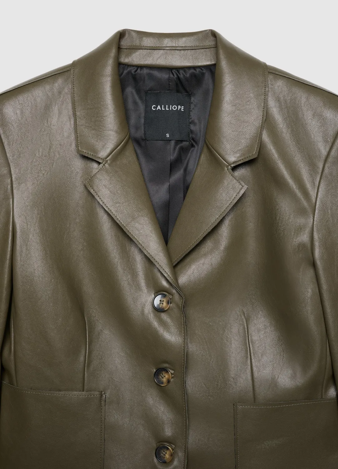 Calliope blazer effet cuir femme droit boutons uni