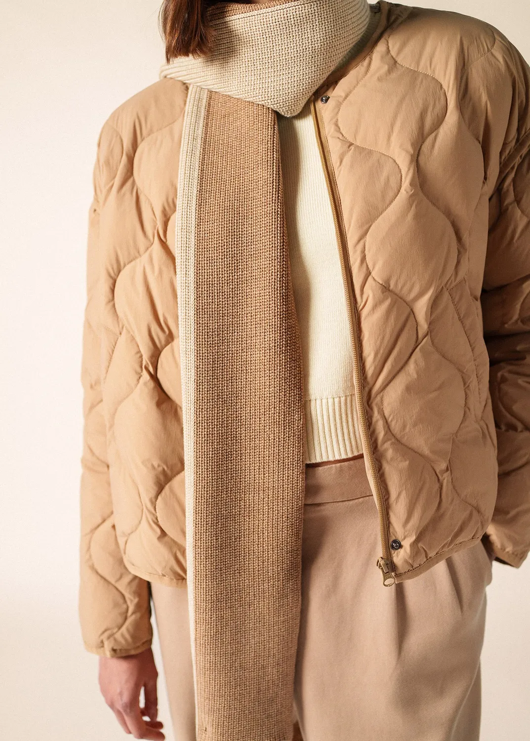 Saint James Canoe écharpe beige foncé laine