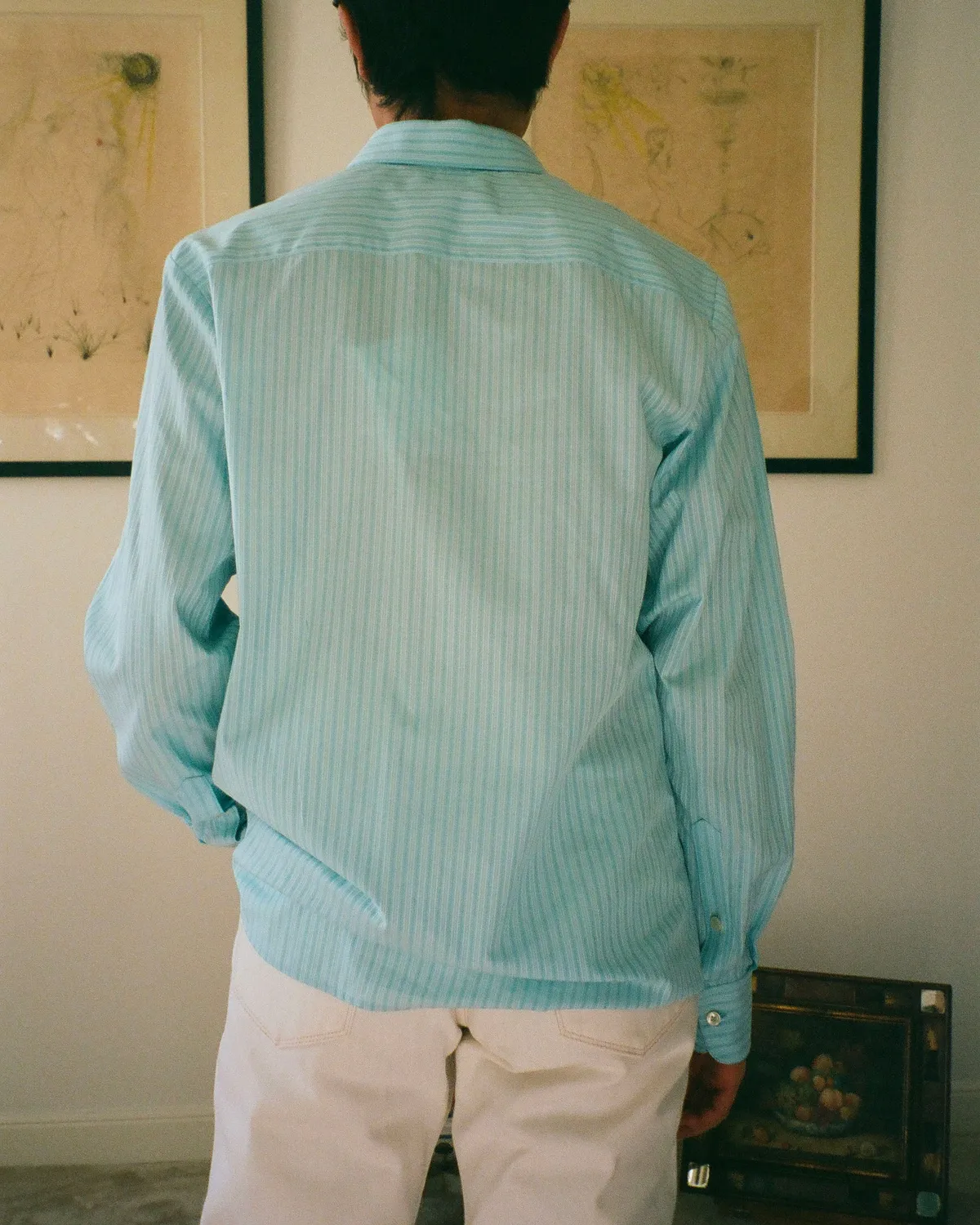 Erevan Elton Rayures Aqua chemise coton rayée