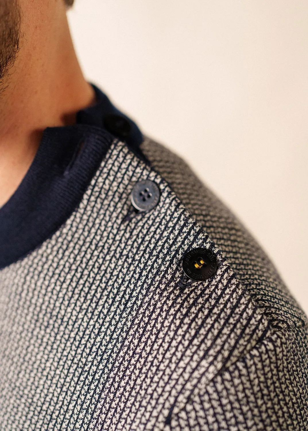 Saint James Dinan Bicolore pull marin marine/ecru laine
