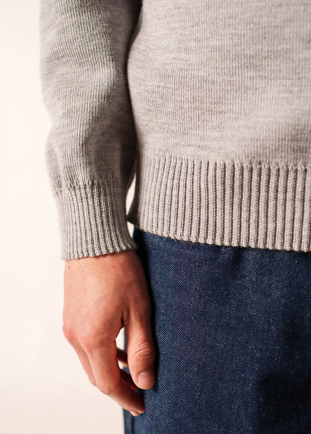 Saint James Cancale pull marin gris clair pure laine