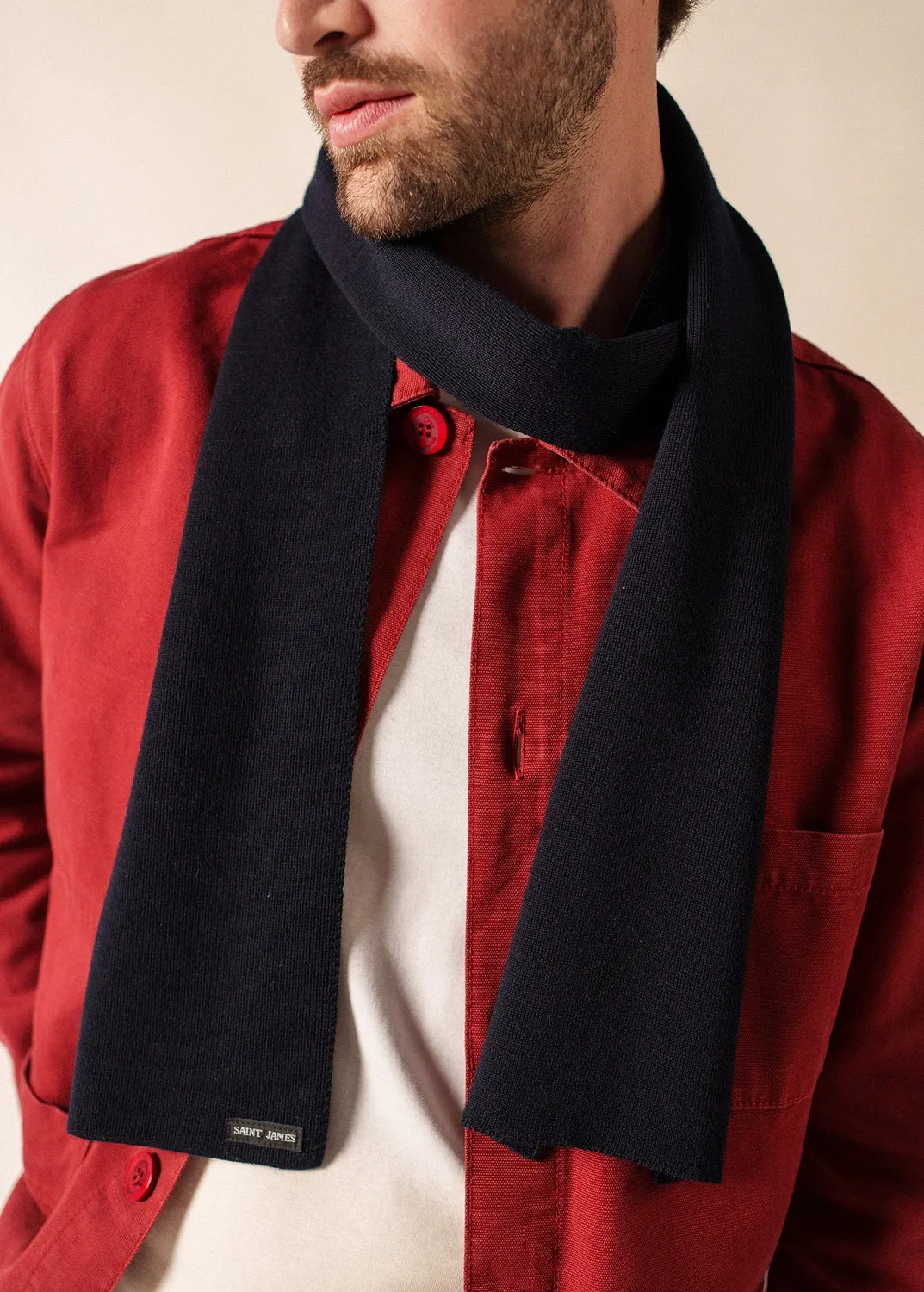 Saint James Duguay écharpe mixte laine navy