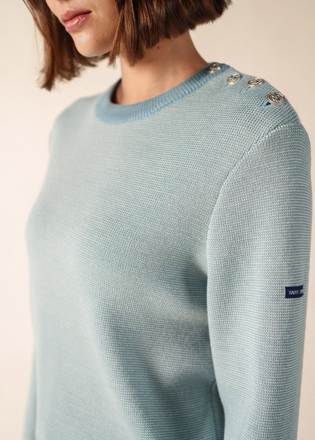 Saint James Cancale pull marin femme céleste laine