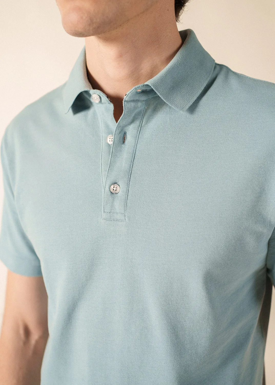 Saint James Rayan polo coton celeste clair coupe droite homme