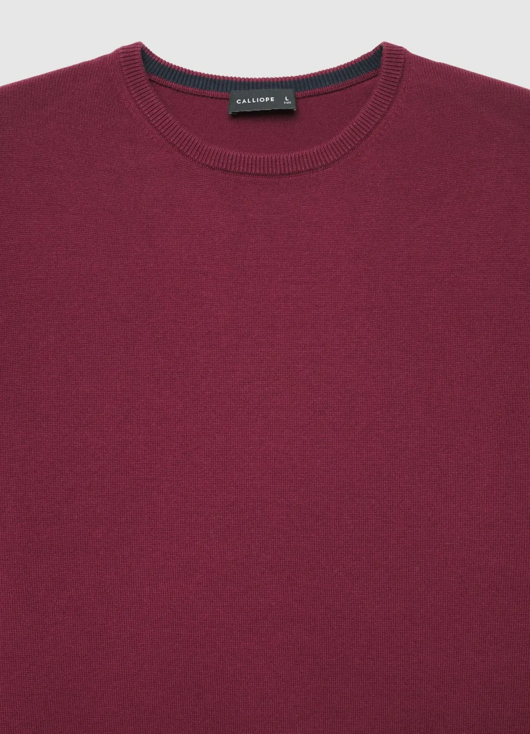 Calliope pull col rond homme uni manches longues côtelé