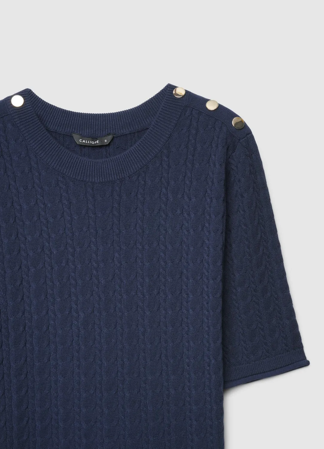 Calliope T-Shirt Maille Tresses Femme Boutons