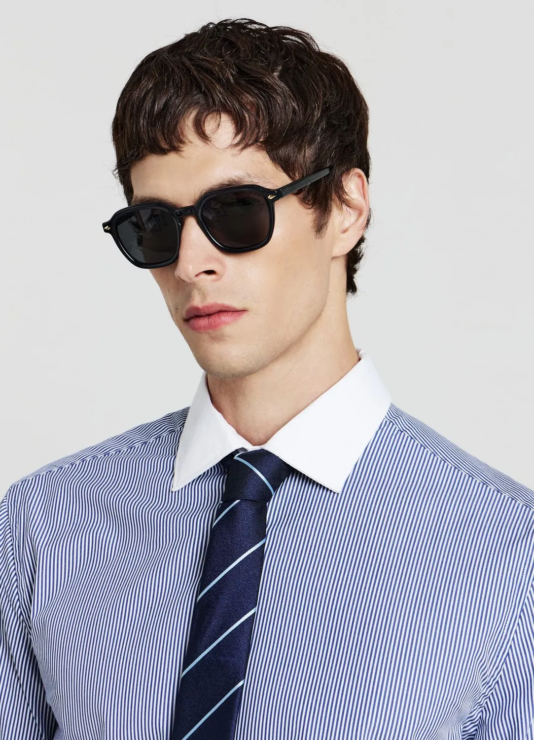 Calliope Chemise homme slim rayures col contrasté coton