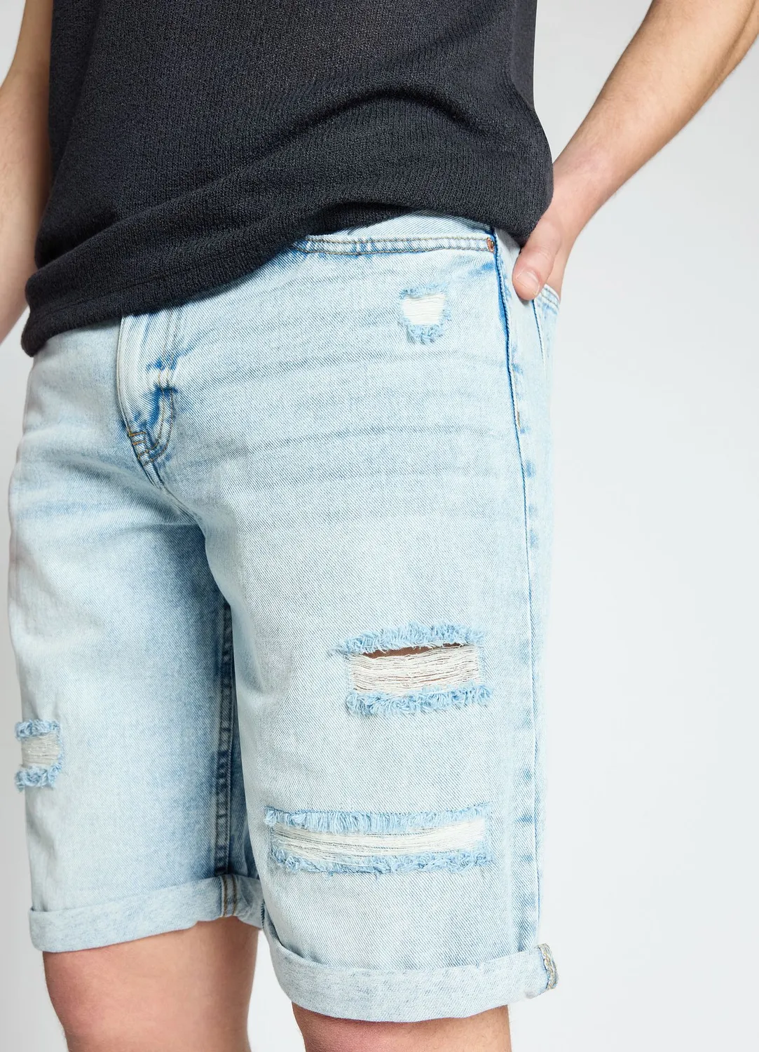 Calliope short denim homme déchiré à revers