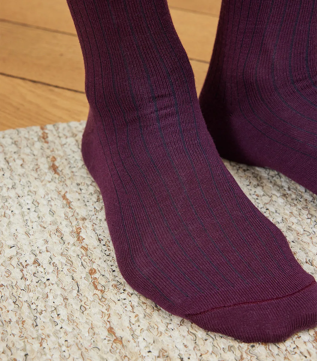 Cocorico chaussettes homme bordeaux laine 41/46