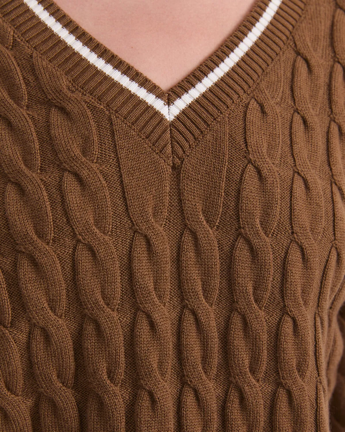 Sportscraft Merino Cable pull col V laine femme