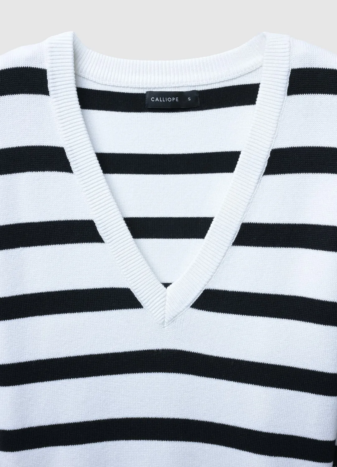 Calliope pull col V rayé femme manches longues