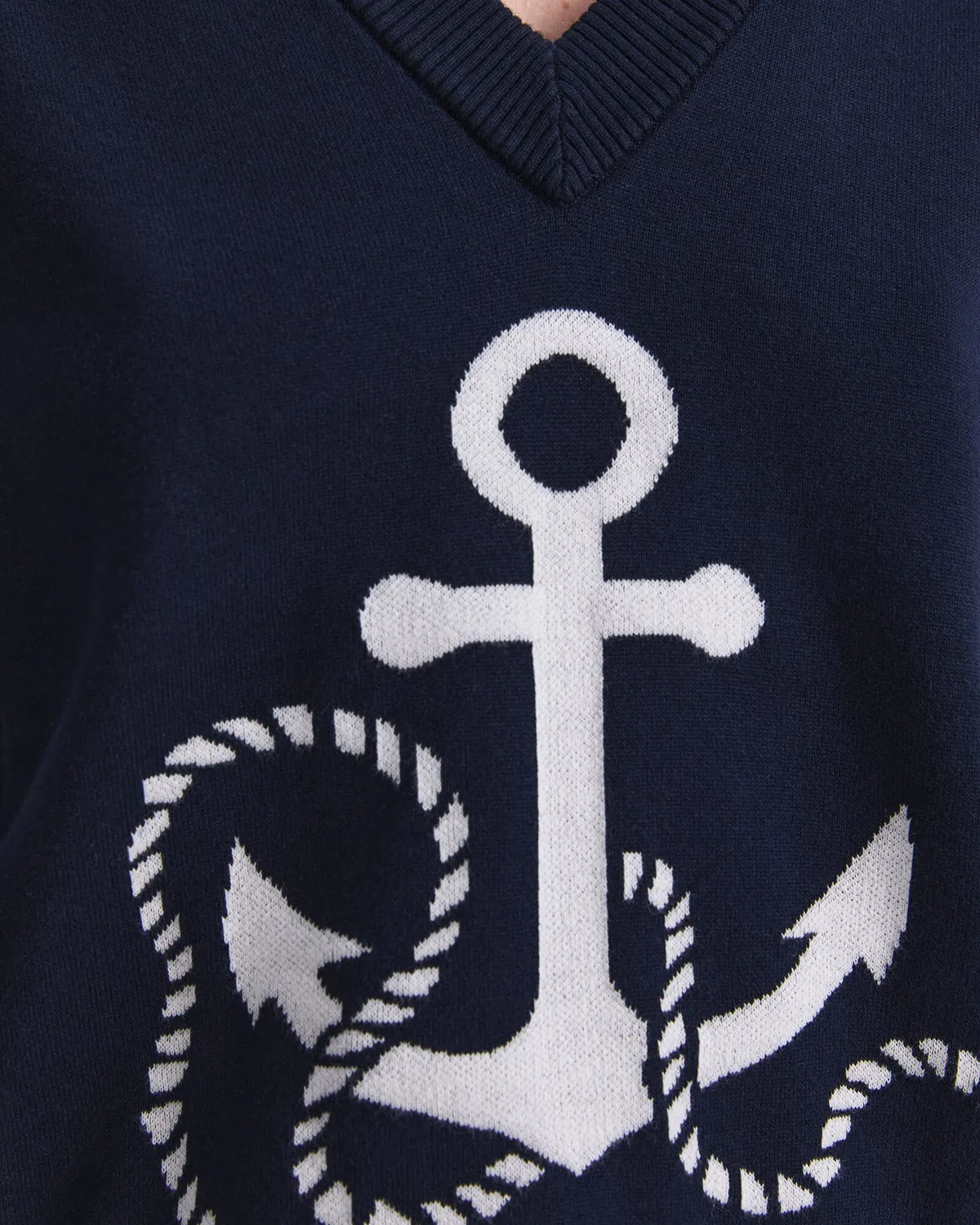 Sportscraft Anchor pull jacquard ancre coton col V