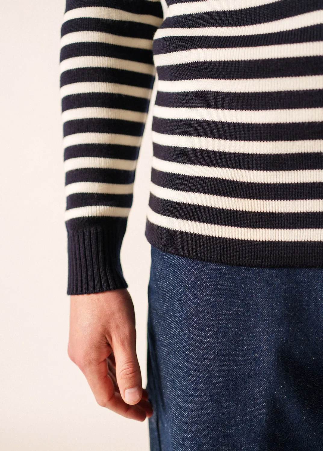 Saint James Rochefort pull marin navy écume laine mérinos