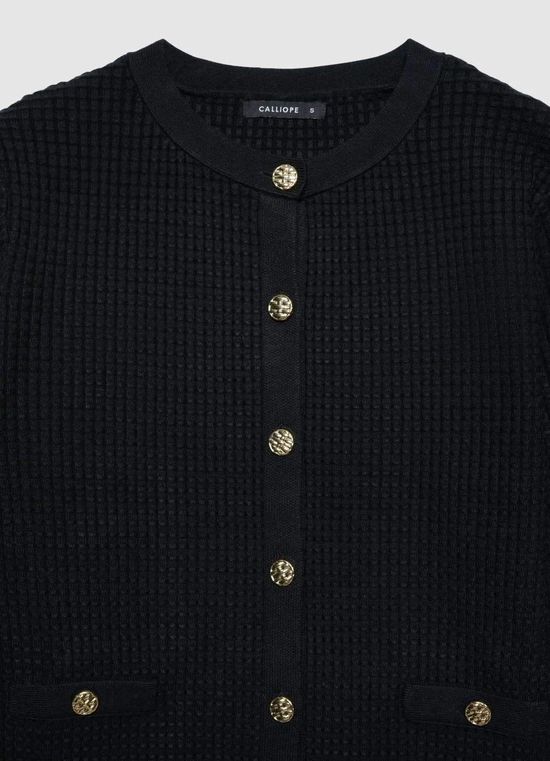 Calliope cardigan femme nid abeille boutons bijou
