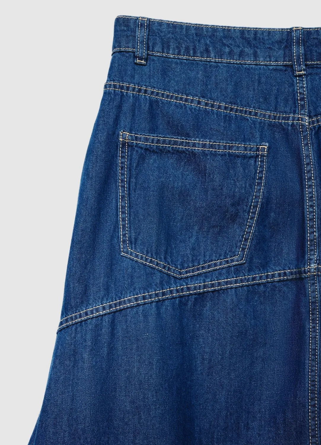 Calliope Denim jupe longue femme évasée à surpiqûres