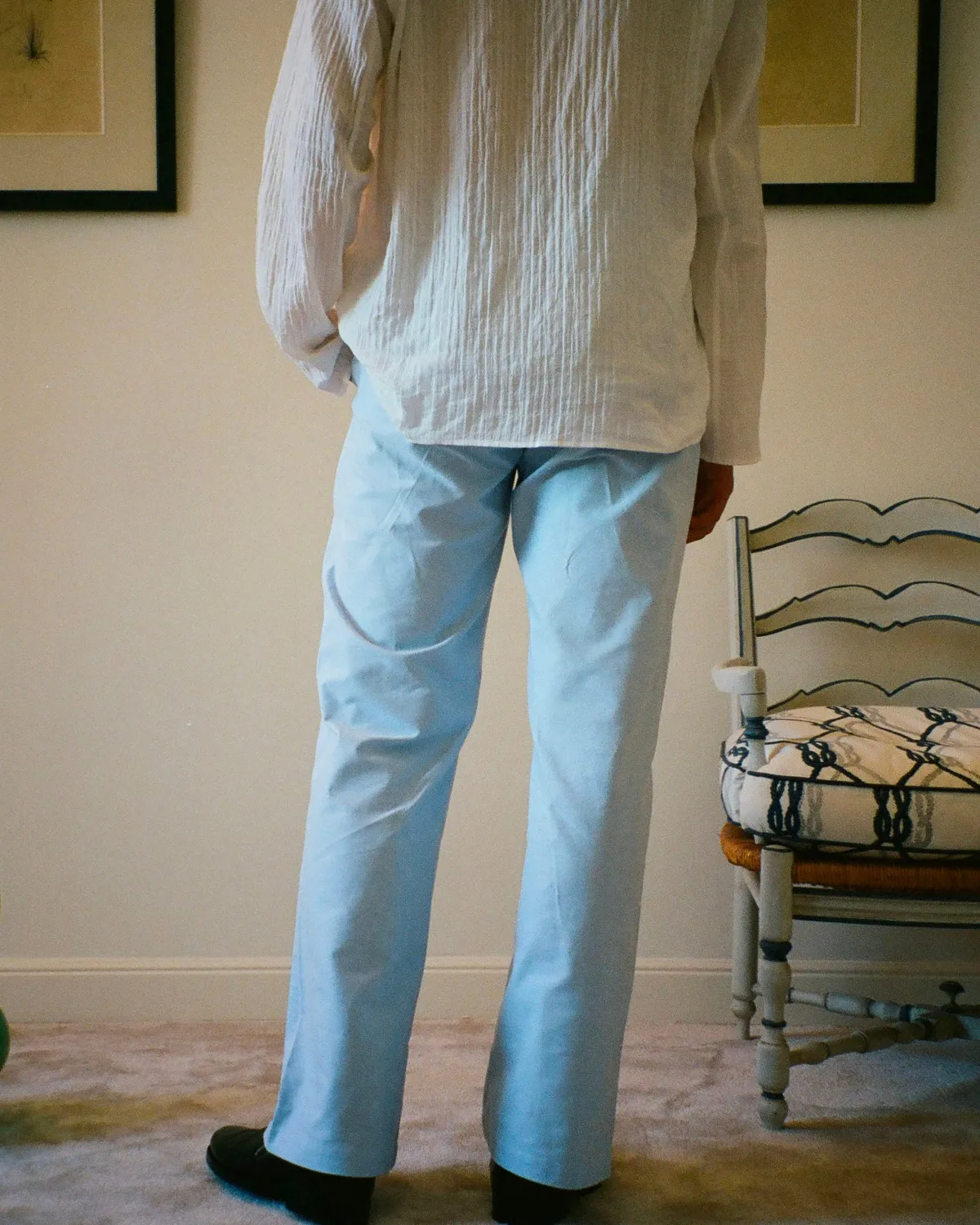 EREVAN Capon pantalon oxford azur toile tissée