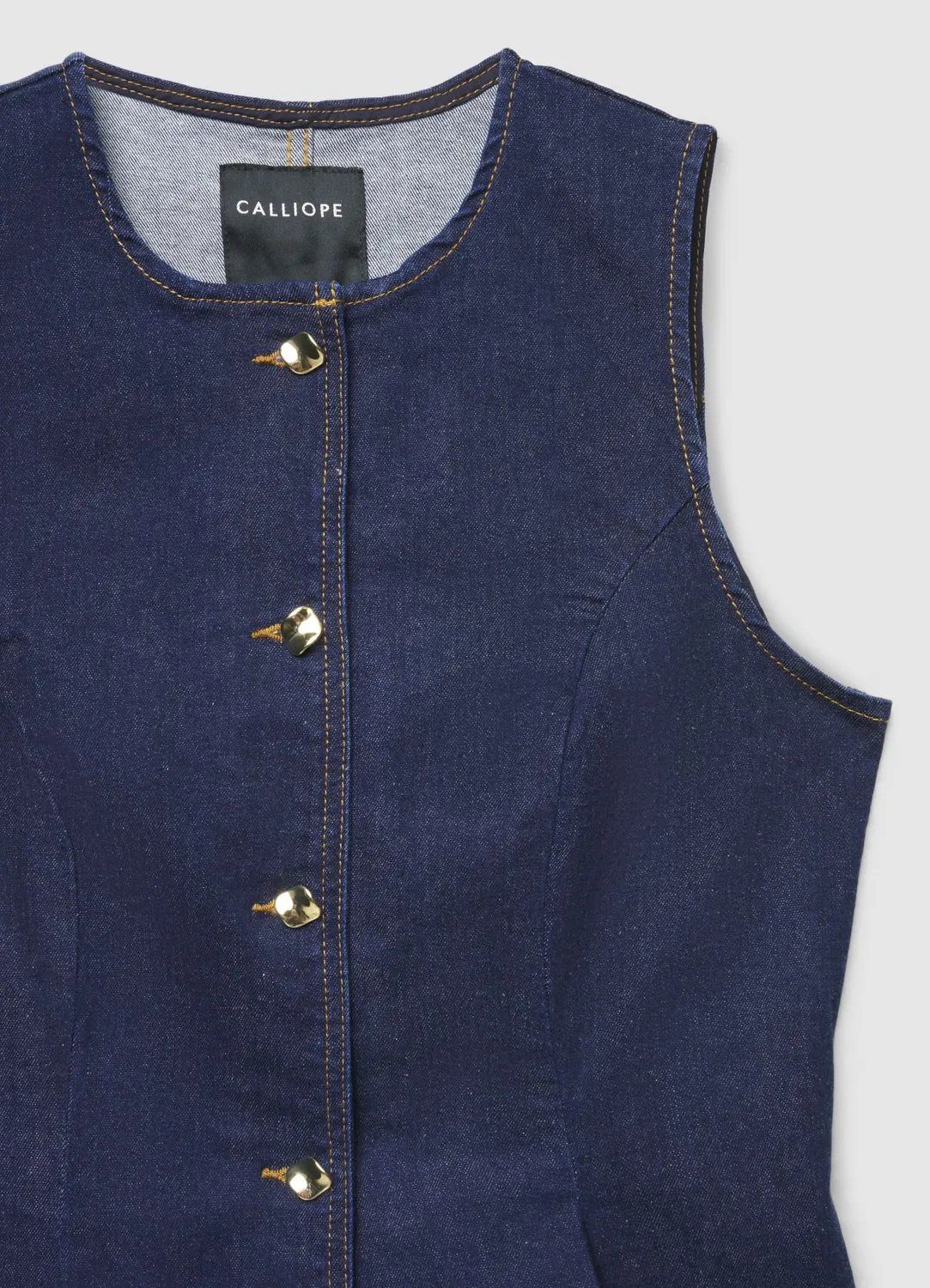 Calliope Gilet denim boutons gilet femme cintré